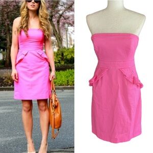 J. Crew Hot Pink Flamenco Ruffle Detail Strapless Mini Dress - 4
